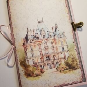 Junk Journal Booklet "FRENCH CHATEAU" Handmade Marie Antoinette 5.5"x8.5"  40pg